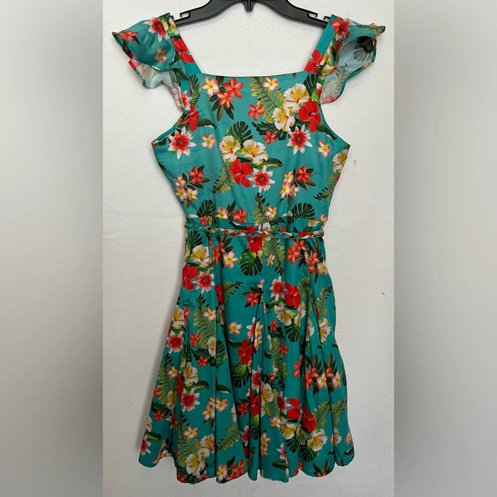 NWT Rare Editions Ruffle Shoulder Pleated Flowy‎ Dress 16